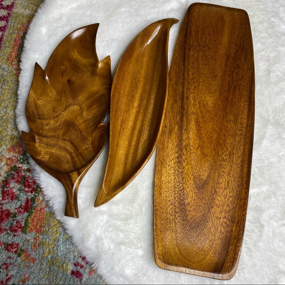 Vintage Other - Vintage MCM Monkeypod Wood Trays Dishes Set of 3